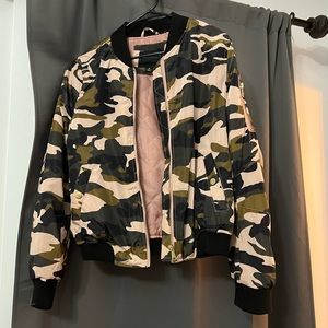 Miss London Black Label Pink Camo Bomber Jacket Medium